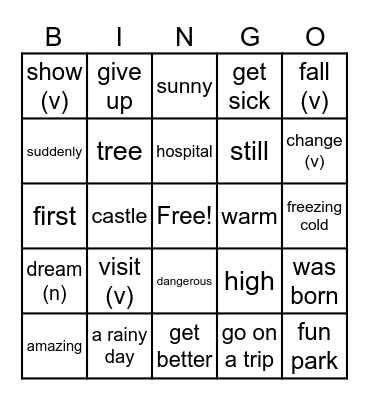 Sky High Words Bingo Card