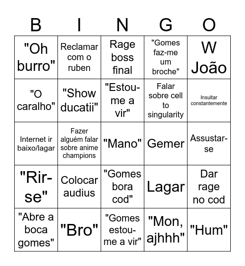 Bingo do joão Bingo Card