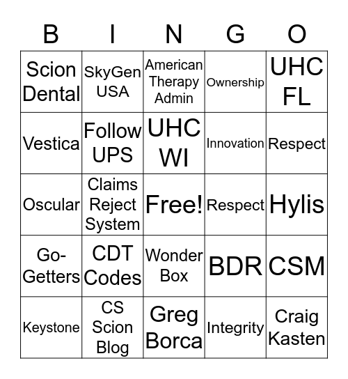 Team Go-Getters Bingo Card