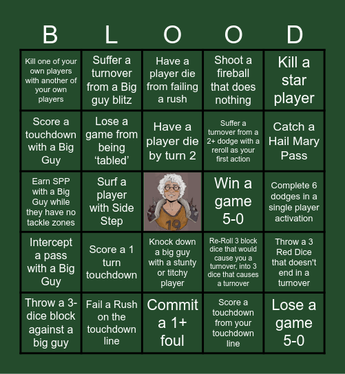 Blood Bowl Bingo Card