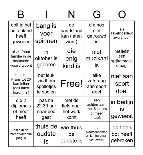 IKC de Schelf - zoek de collega die... Bingo Card