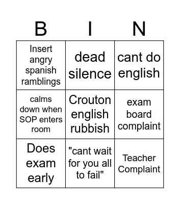 Butchart Bingo Card