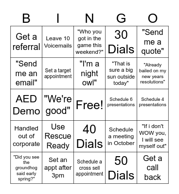 Phone Block Bingo Card