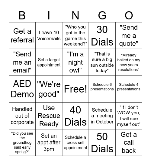 Phone Block Bingo Card