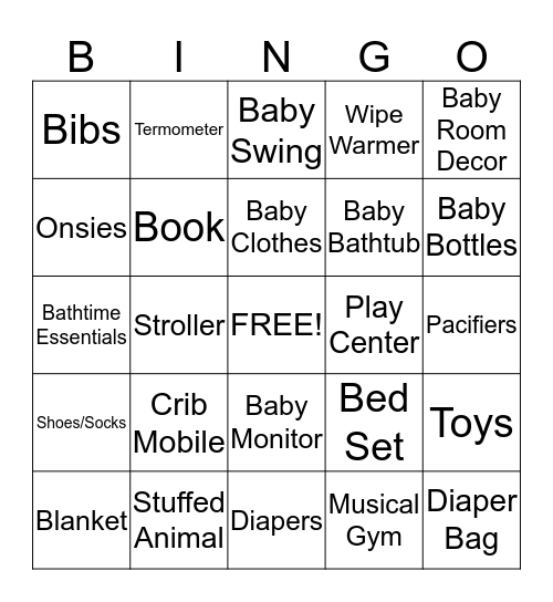 Baby Bingo Card