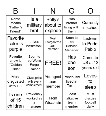Get To Know You Bingo Card