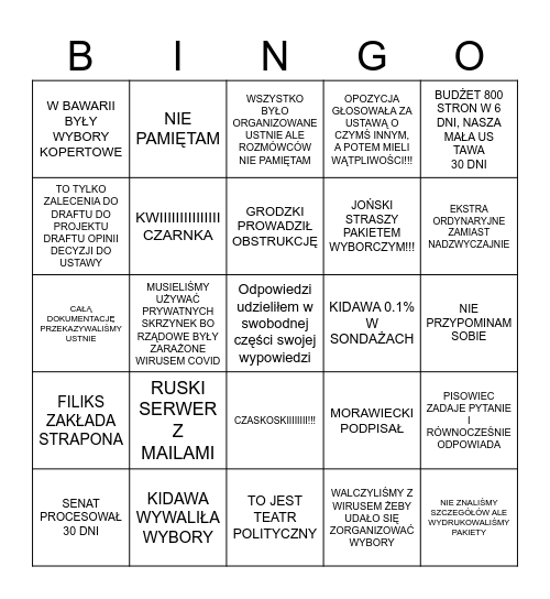 RUSKIE SERWER Z MAILAMI Bingo Card