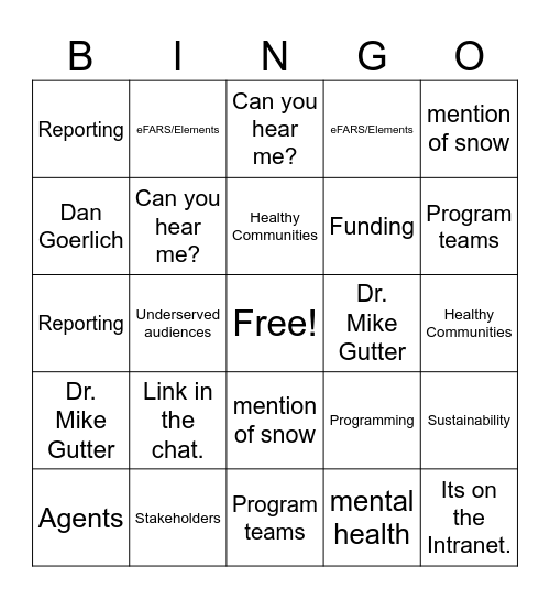2024 VCE Winter Conference Bingo Card