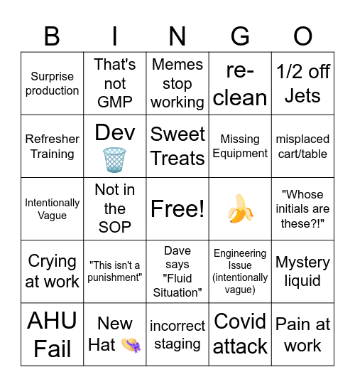 Operations Bingo Card