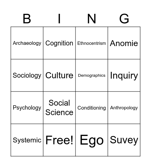 HSP Bingo Card