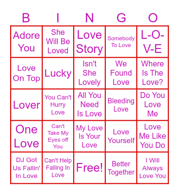 Valentine's Day BINGO Card