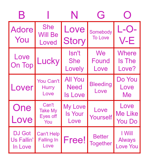 Valentine's Day BINGO Card