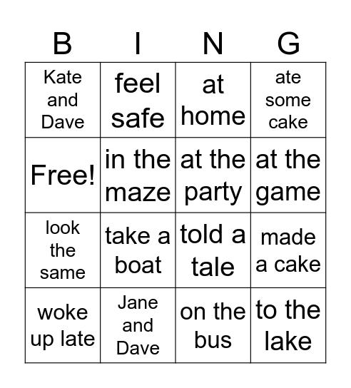 CVC final 'e' Bingo Card