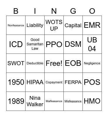 Domain 5 Bingo Card