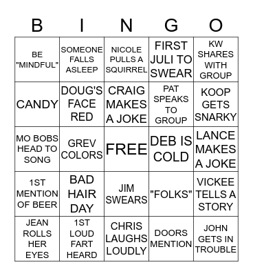 STAFF MEETING BINGO Card
