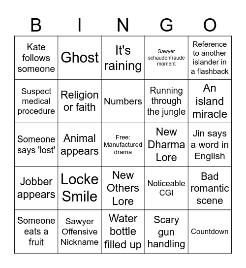 Hari LOST Bingo Card