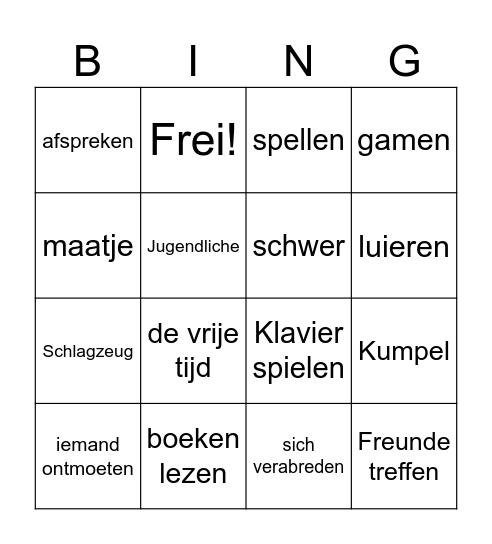 Wörter D und F Bingo Card