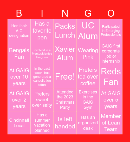 VALENTINE'S DAY BINGO Card