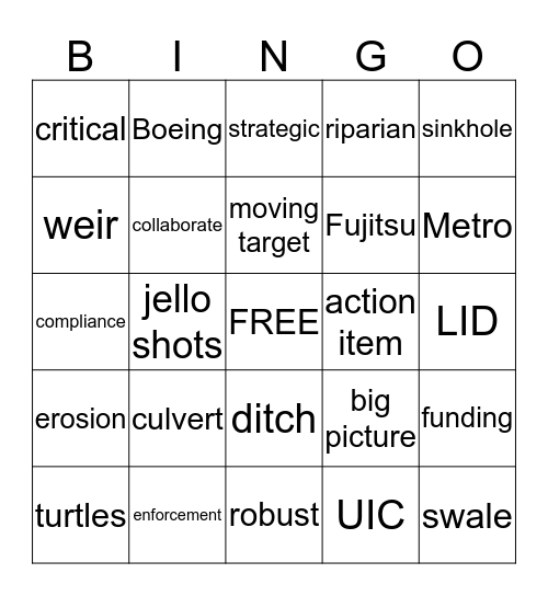 STORMWATER Bingo Card