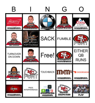 SUPER BOWL LVIII Bingo Card