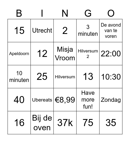 DOMINO'S GROEP Bingo Card