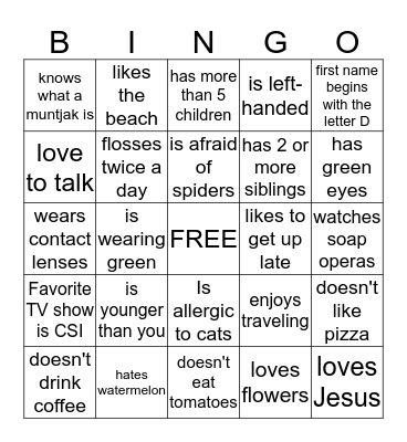 WOL PEOPLE BINGO Card