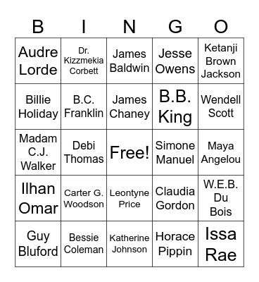 Black History Month Bingo Card