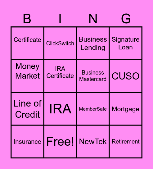 Schertz Bingo Card