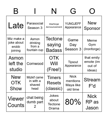 OTK Shareholders 2024 Bingo Card