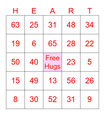 Valentine's Bingo Card