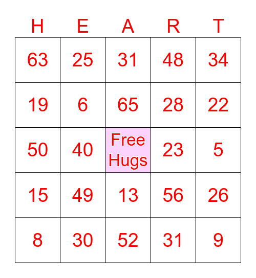Valentine's Bingo Card