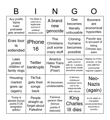 2024 Bingo :P Bingo Card