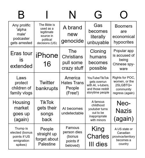 2024 Bingo :P Bingo Card