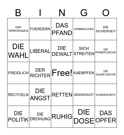 Fragen und Meinungen  Bingo Card