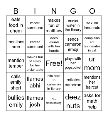 Elize Bingo Card