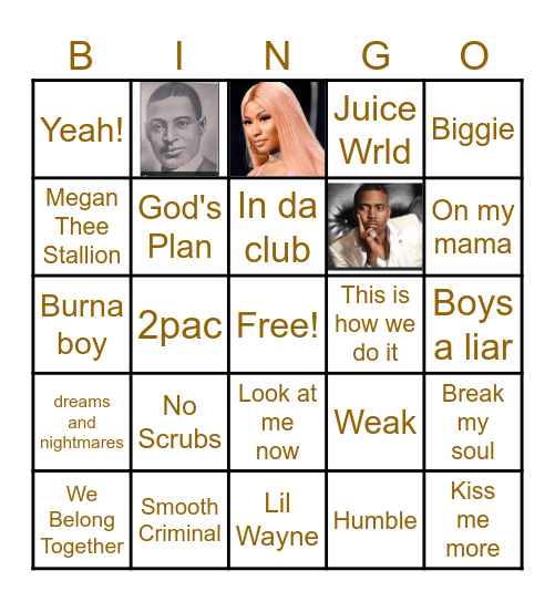 Black Music Bingo Card