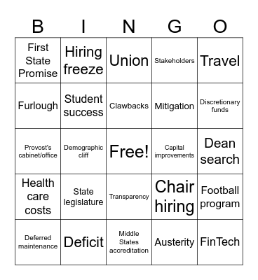 Senate bingo card Bingo Card