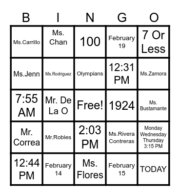 Celebrating 100 Days Of School Bingo Card