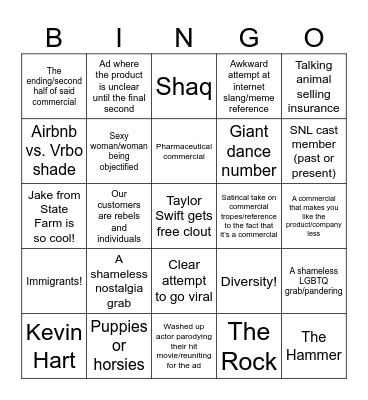 Super Bowl LVIII Bingo Card