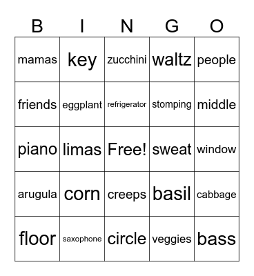 PAR-TAY-BINGO CARDS-E.GREENFIELD Bingo Card