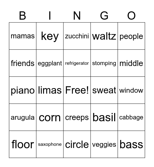 PAR-TAY-BINGO CARDS-E.GREENFIELD Bingo Card