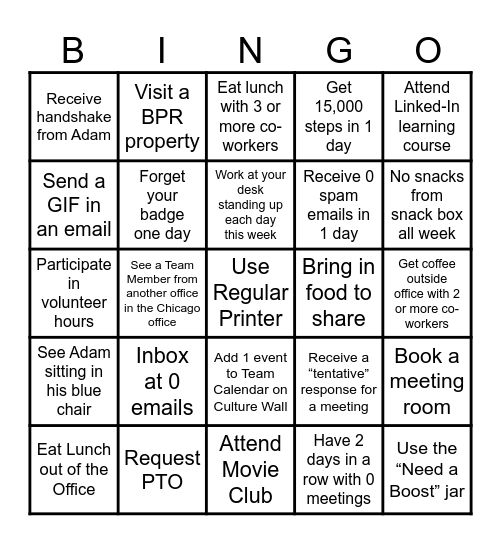 Development Bingo Card