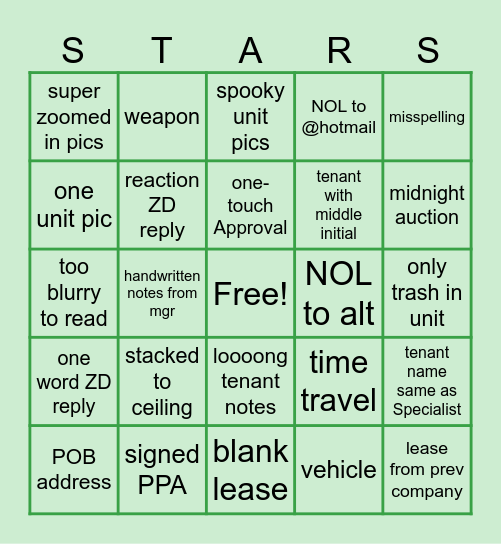 ARS BINGO Card