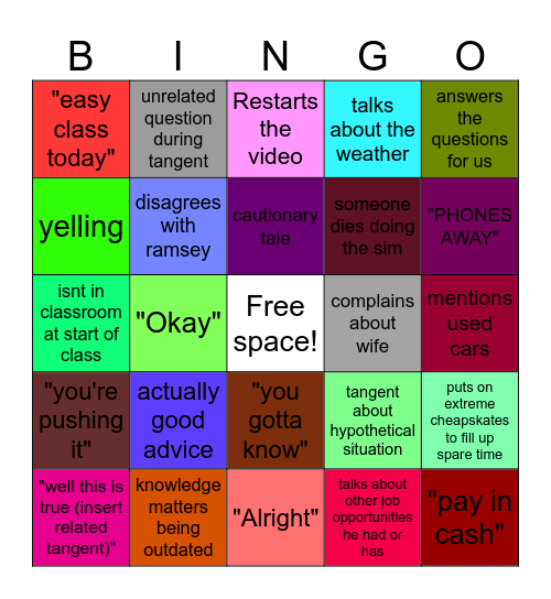 Hemmes Bingo Card