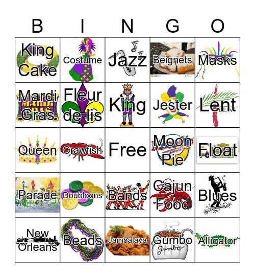 Mardi Gras Bingo Card