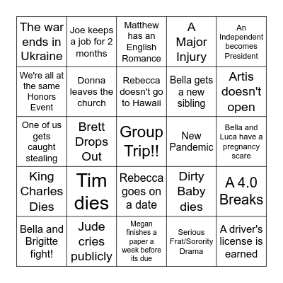 2024 Predictions!!!!! Bingo Card