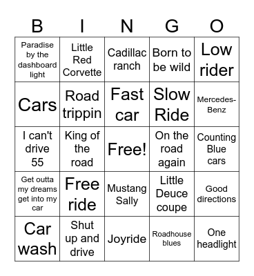 ROAD TRIP Bingo Card