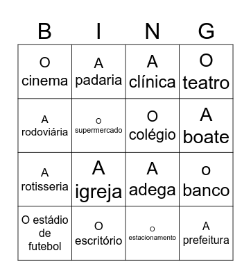 Bingo Lugares da Cidade Bingo Card