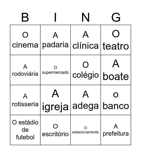 Bingo Lugares da Cidade Bingo Card