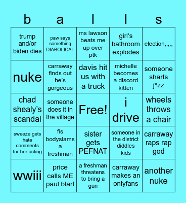 senior year bingo card Bingo Card